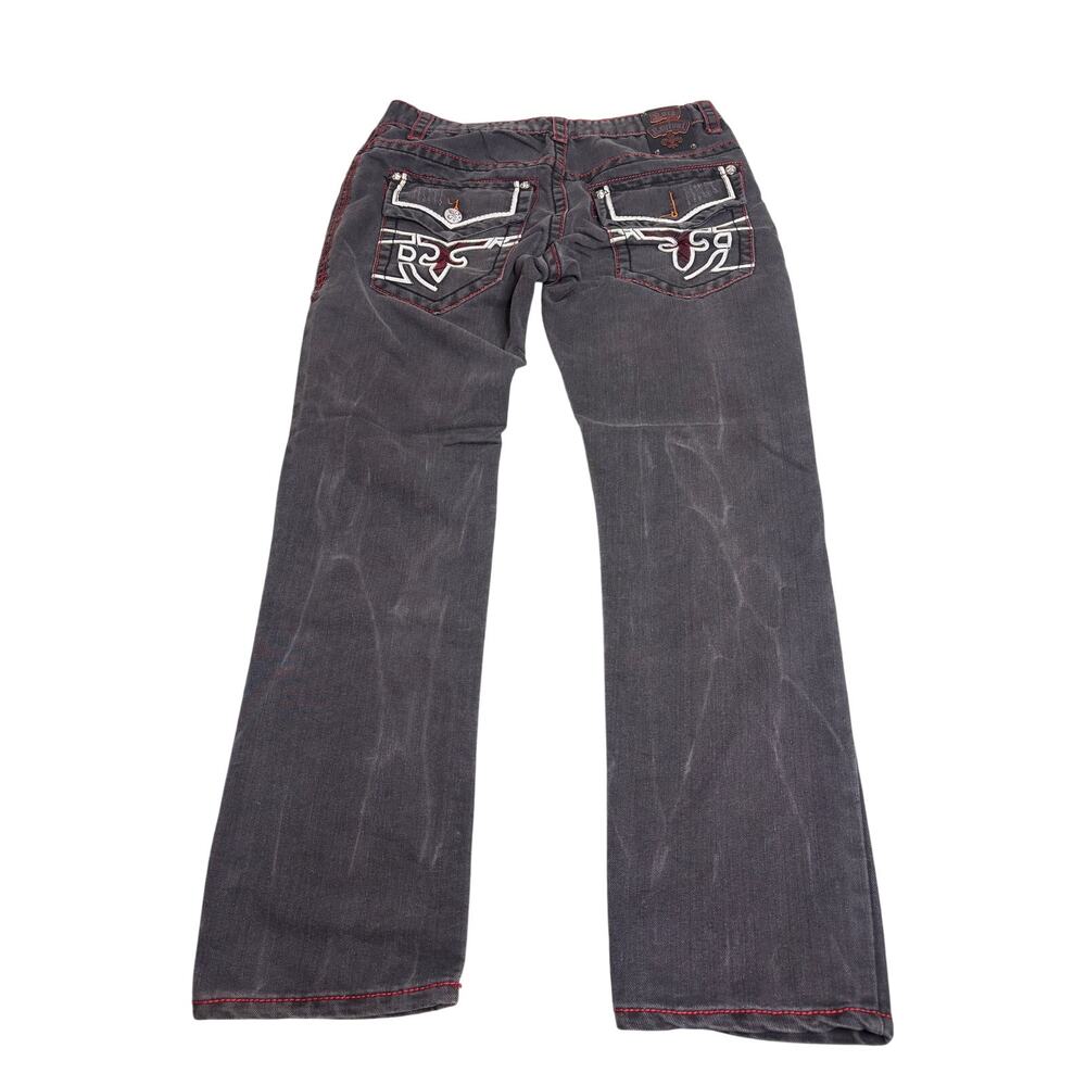 Rock Revival Black Red Stitch Bootcut Jeans 36 Y2K